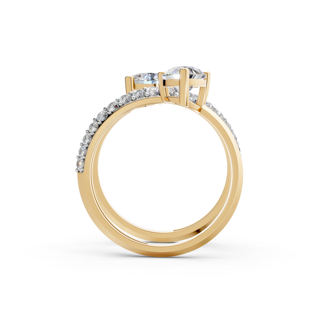 Amaya Pear Solitaire Diamond spiral Womens Ring