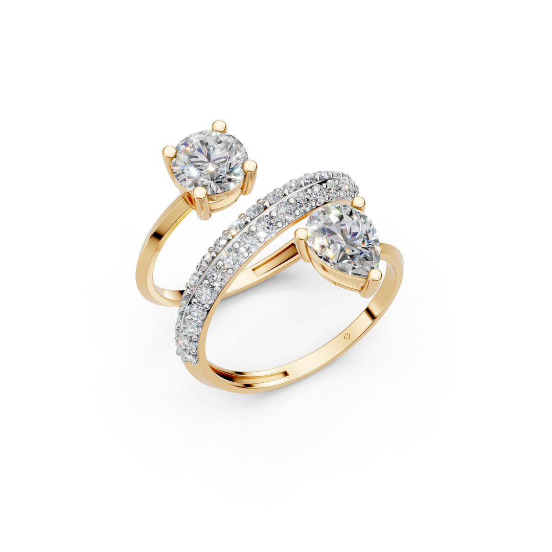 Amaya Pear Solitaire Diamond spiral Womens Ring