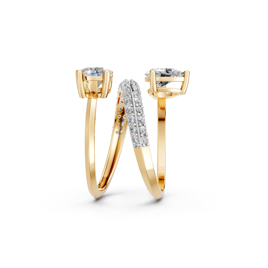 Amaya Pear Solitaire Diamond spiral Womens Ring
