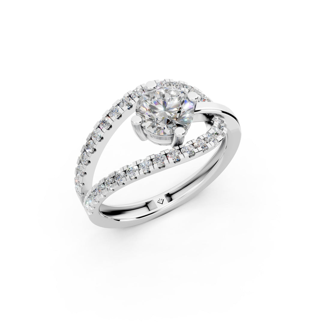 Anora Round Solitaire Diamond Womens Ring