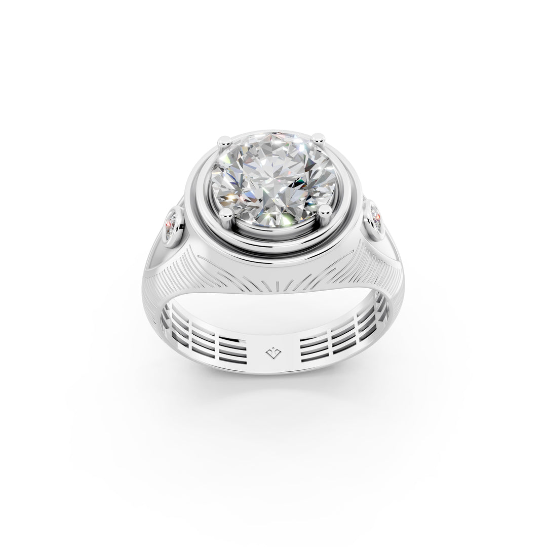 Ariaa Round Solitaire Diamond Men Ring
