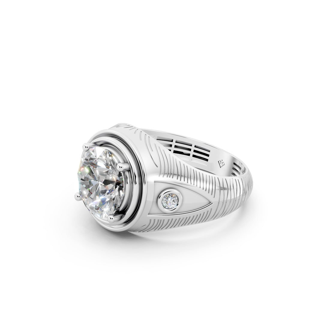 Ariaa Round Solitaire Diamond Men Ring