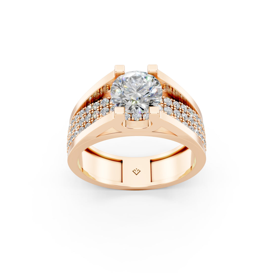 Arika Round Solitaire Diamond Men Ring