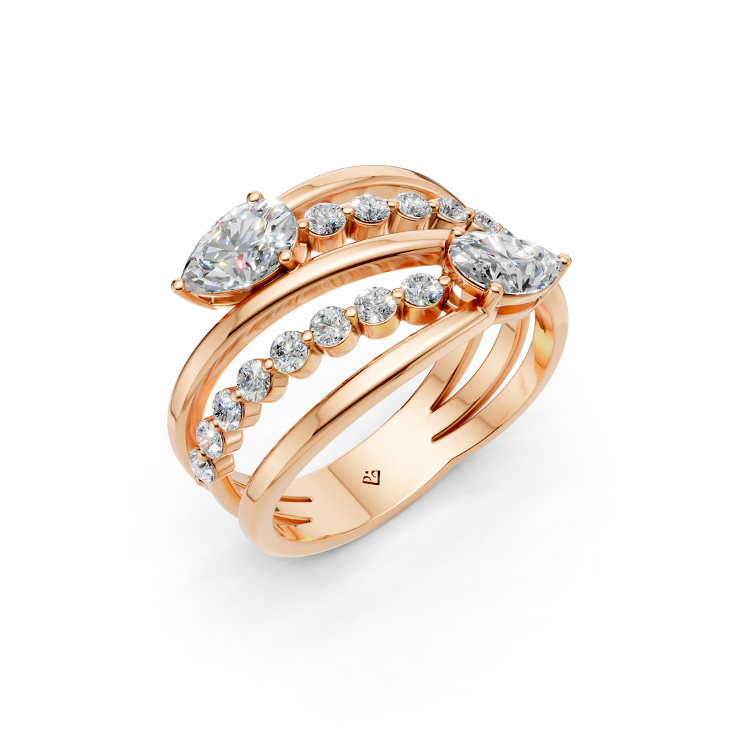 Baela Pear Solitaire Diamond Womens Ring