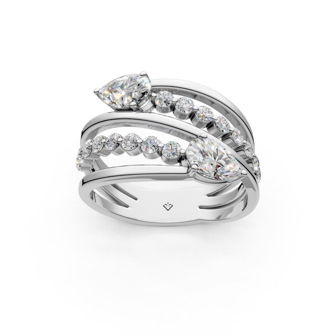 Baela Pear Solitaire Diamond Womens Ring