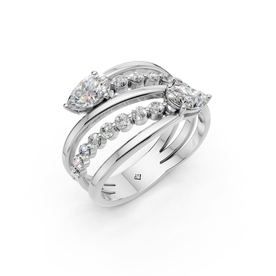 Baela Pear Solitaire Diamond Womens Ring