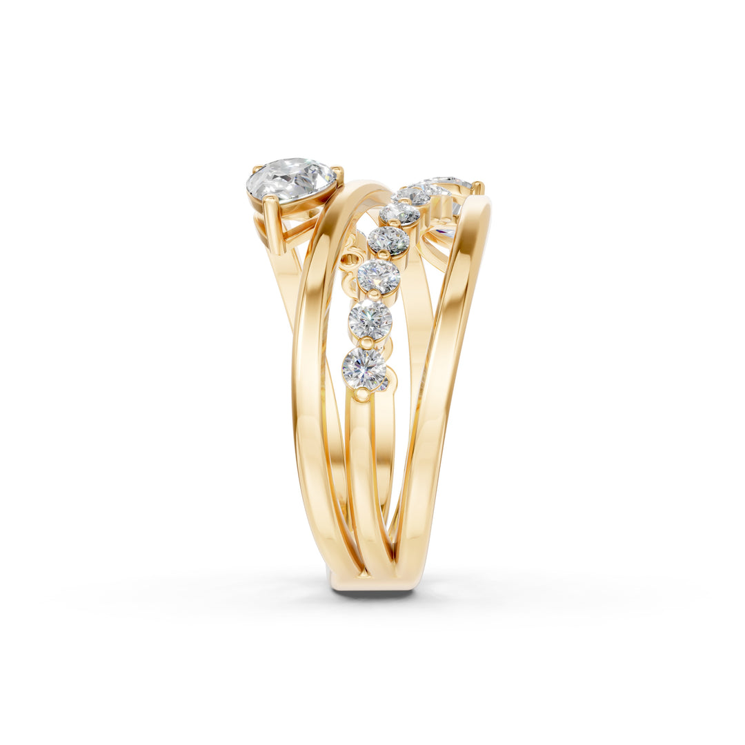 Baela Pear Solitaire Diamond Womens Ring