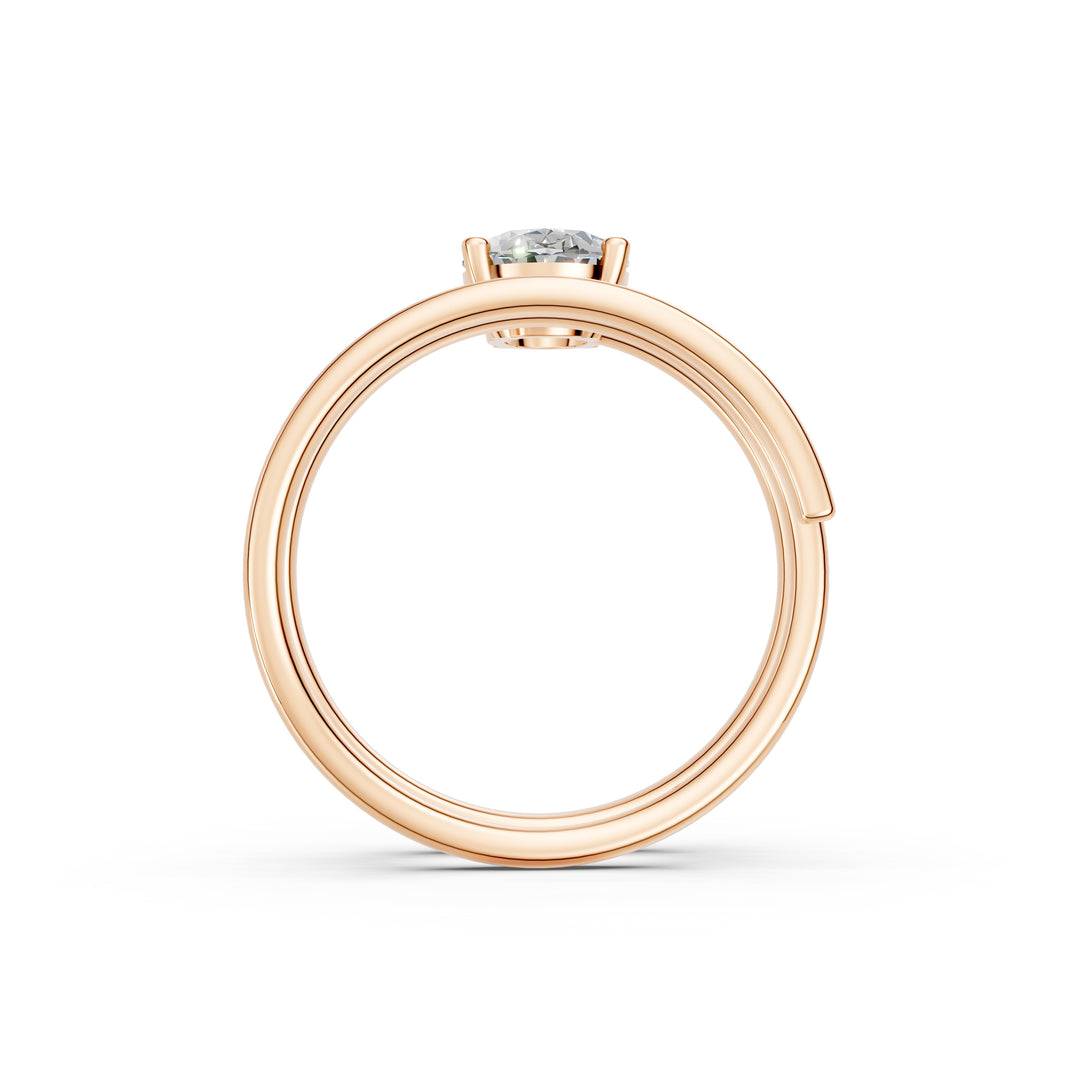 Ashira Oval Solitaire Diamond spiral Womens Ring