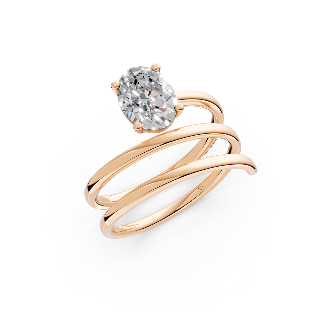 Ashira Oval Solitaire Diamond spiral Womens Ring