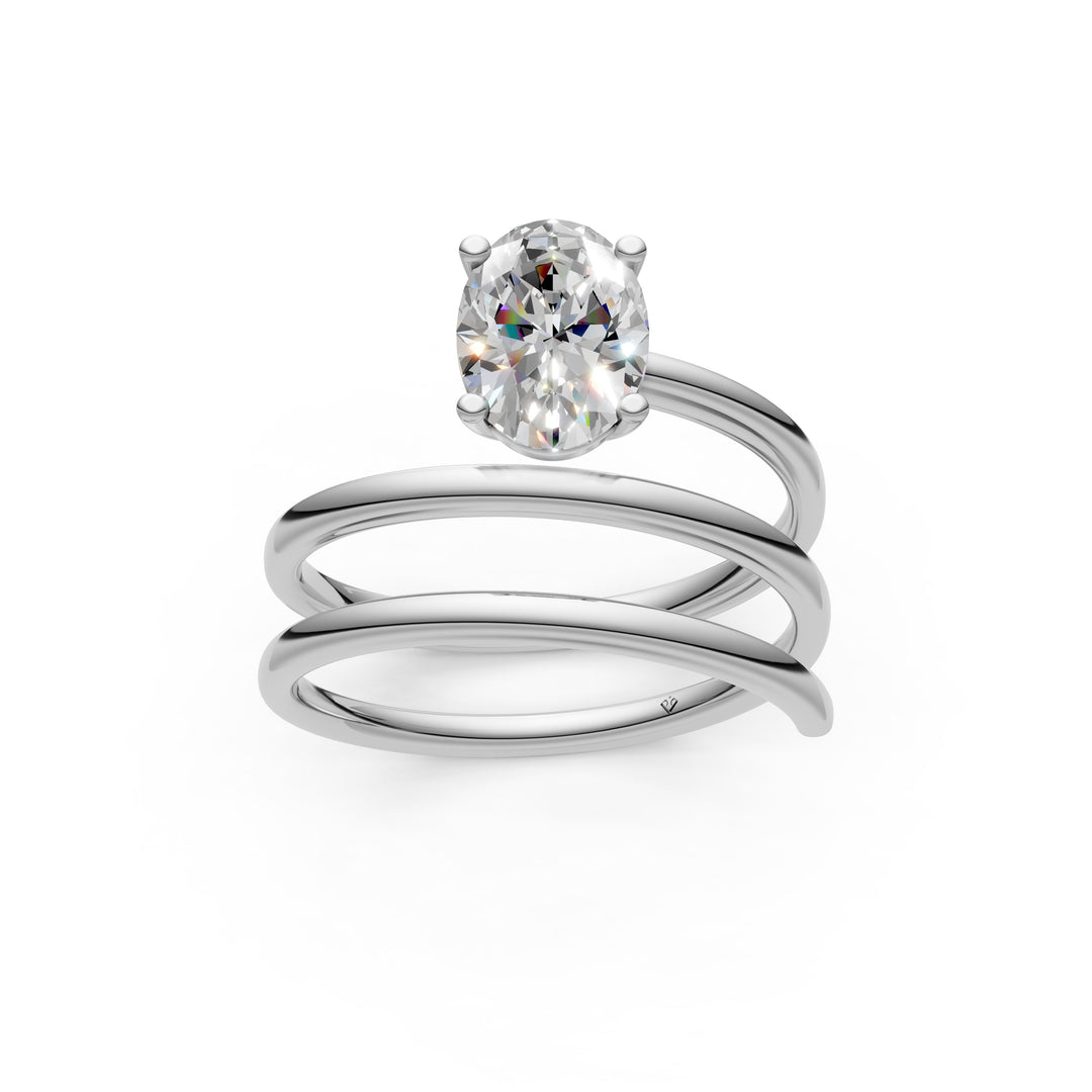 Ashira Oval Solitaire Diamond spiral Womens Ring