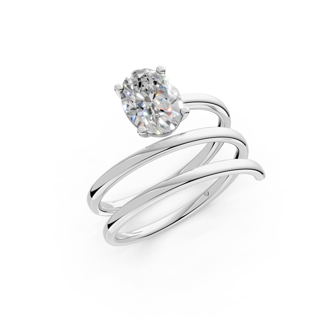 Ashira Oval Solitaire Diamond spiral Womens Ring