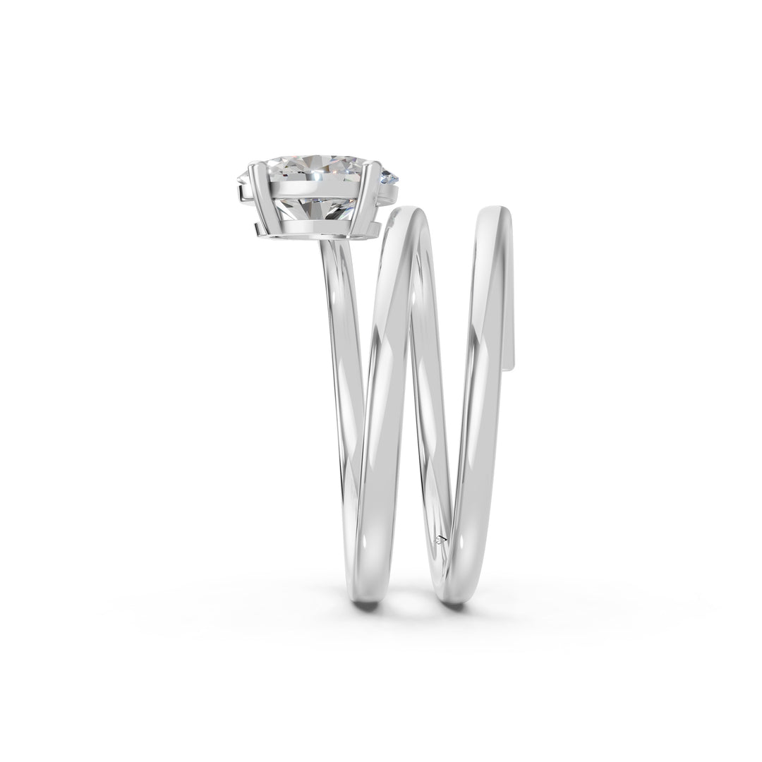 Ashira Oval Solitaire Diamond spiral Womens Ring