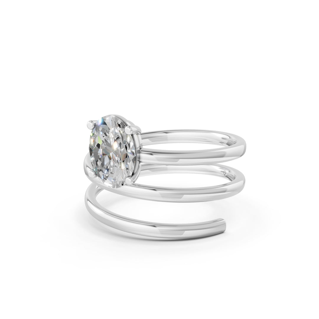 Ashira Oval Solitaire Diamond spiral Womens Ring