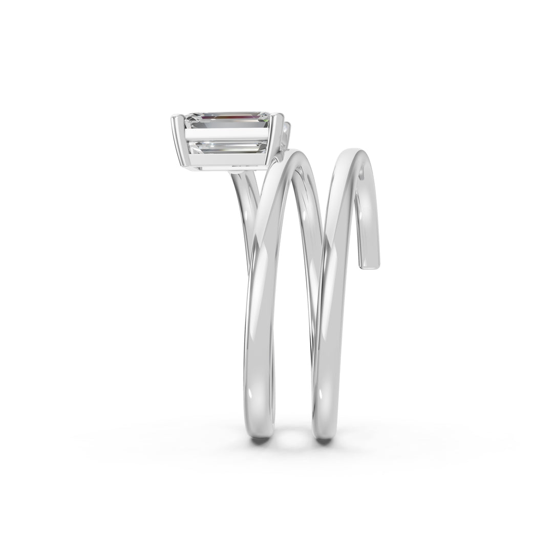 Asira Emerald Solitaire Diamond spiral Womens Ring