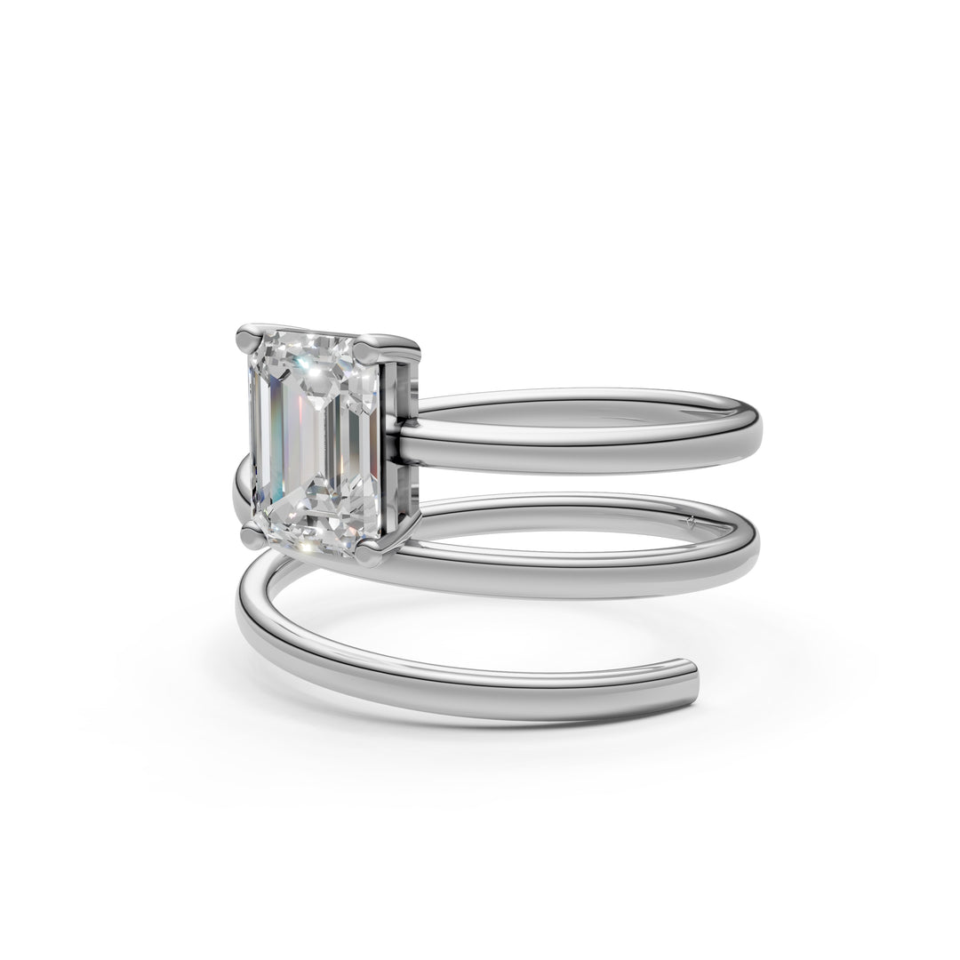 Asira Emerald Solitaire Diamond spiral Womens Ring