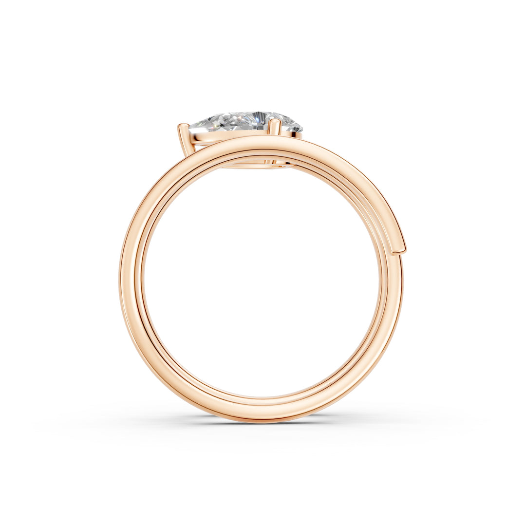 Astra Pear Solitaire Diamond spiral Womens Ring
