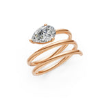 Load image into Gallery viewer, Astra Pear Solitaire Diamond spiral Womens Ring
