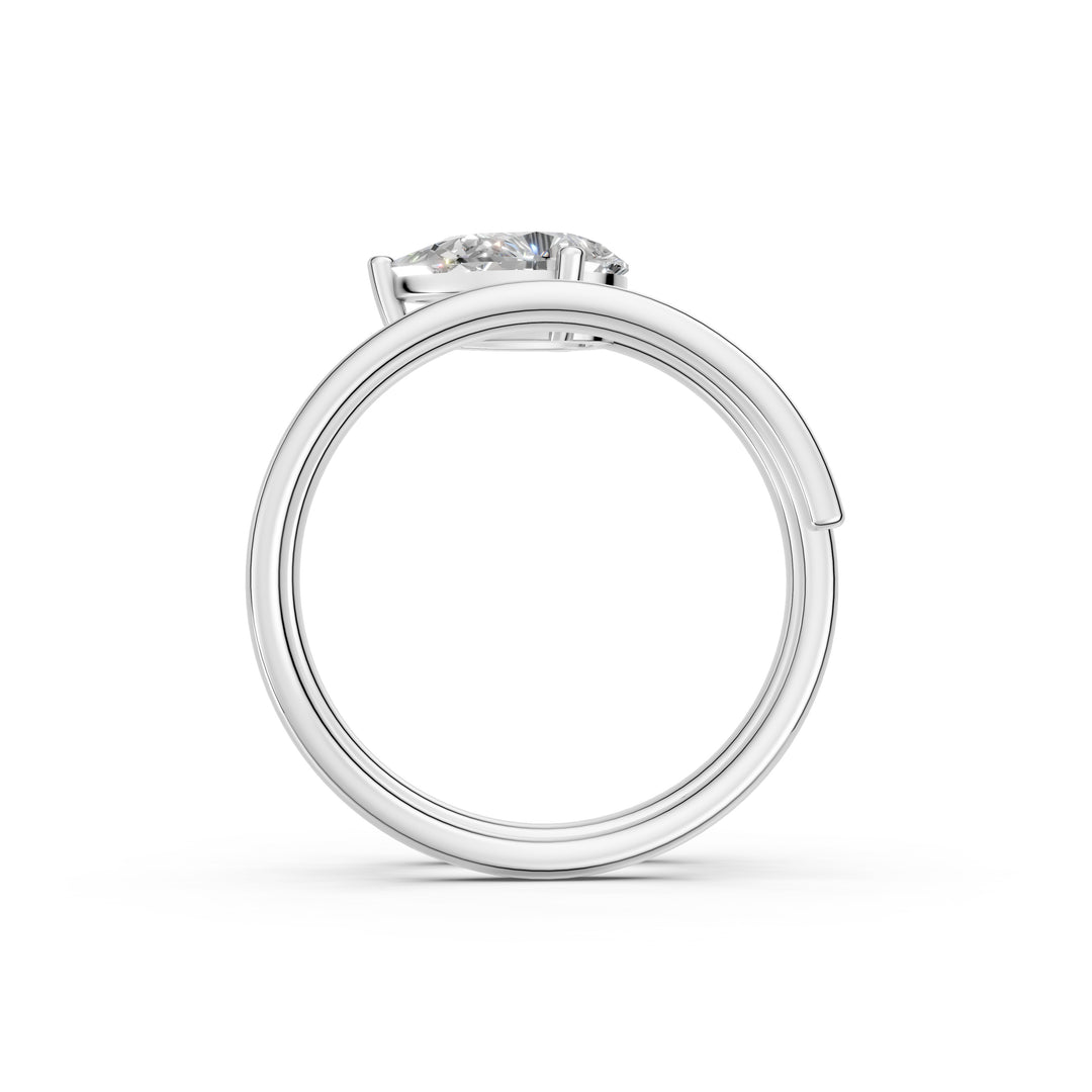Astra Pear Solitaire Diamond spiral Womens Ring