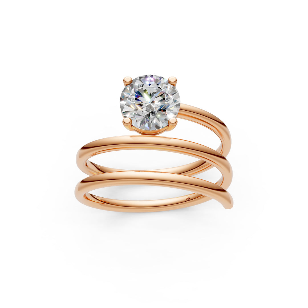Atira Round Solitaire Diamond spiral Womens Ring