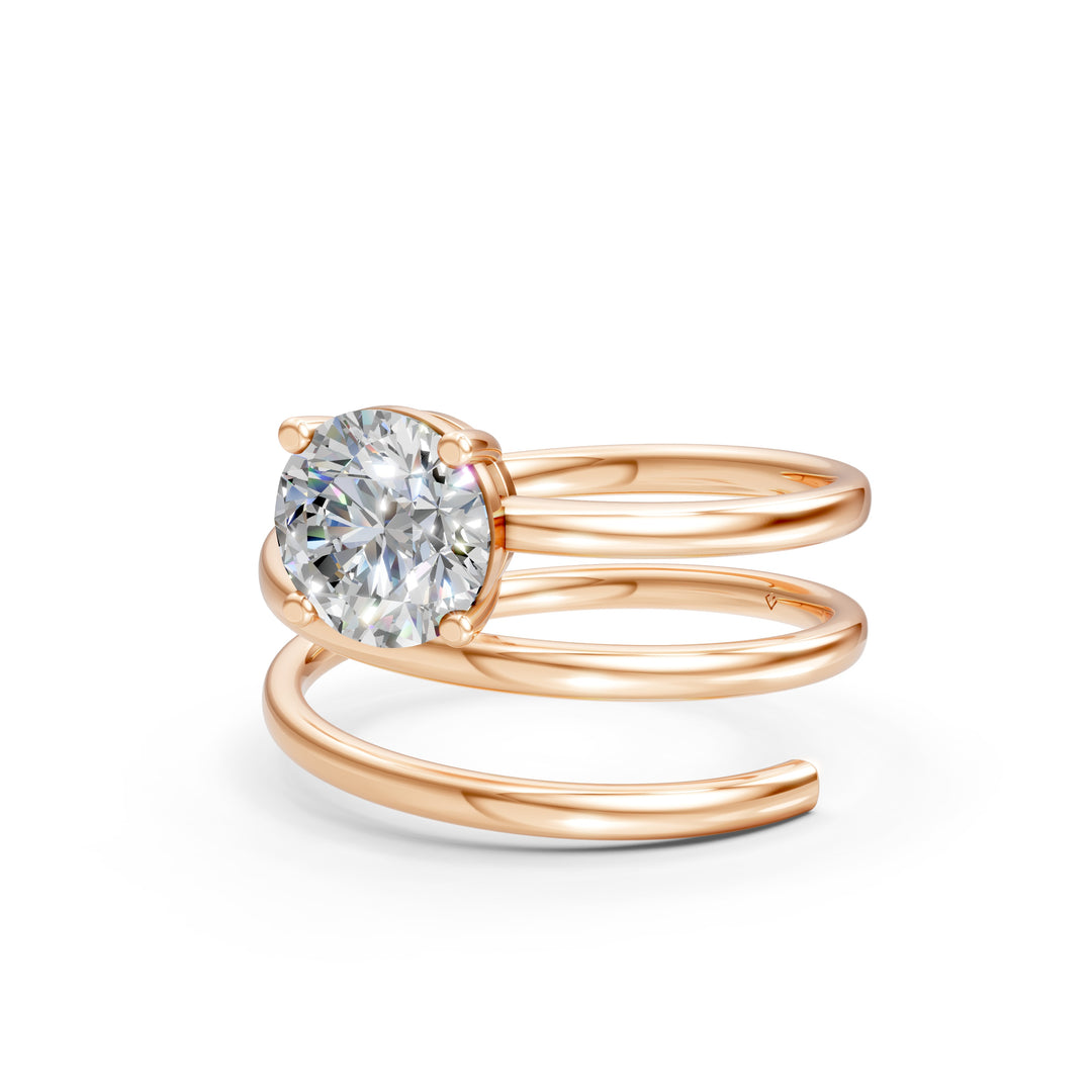 Atira Round Solitaire Diamond spiral Womens Ring