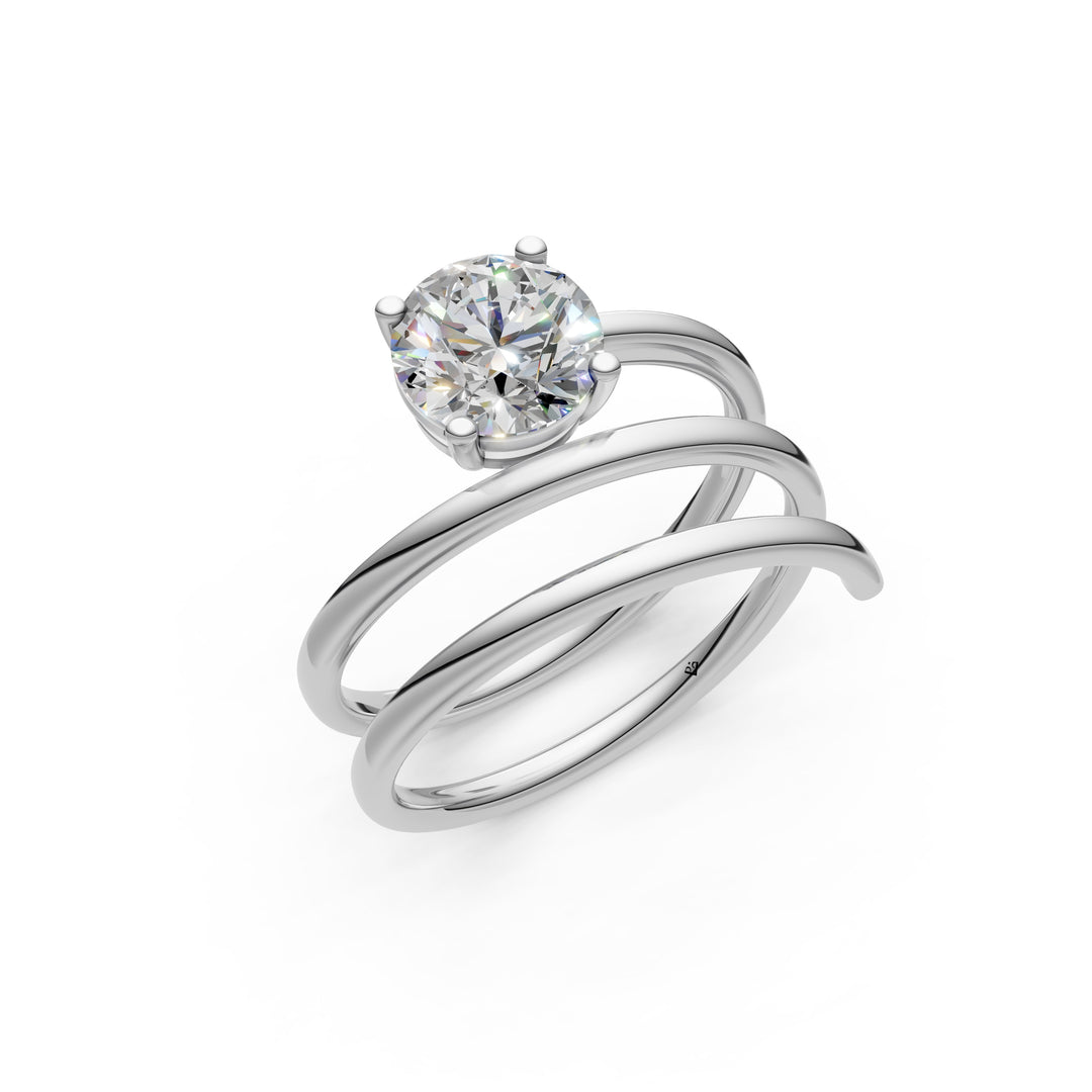 Atira Round Solitaire Diamond spiral Womens Ring