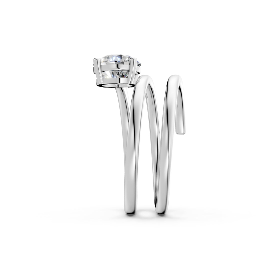 Atira Round Solitaire Diamond spiral Womens Ring