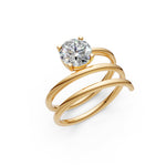 Load image into Gallery viewer, Atira Round Solitaire Diamond spiral Womens Ring
