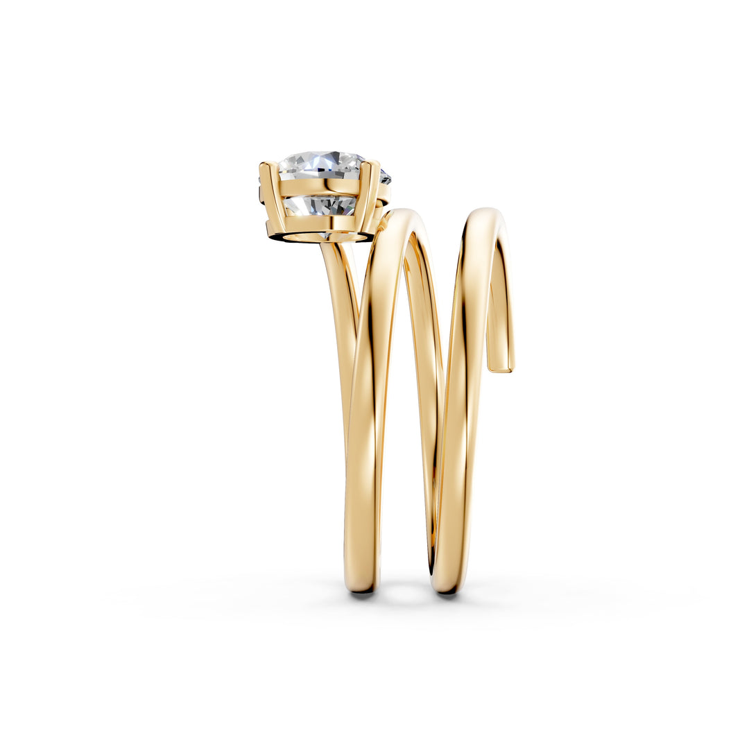 Atira Round Solitaire Diamond spiral Womens Ring