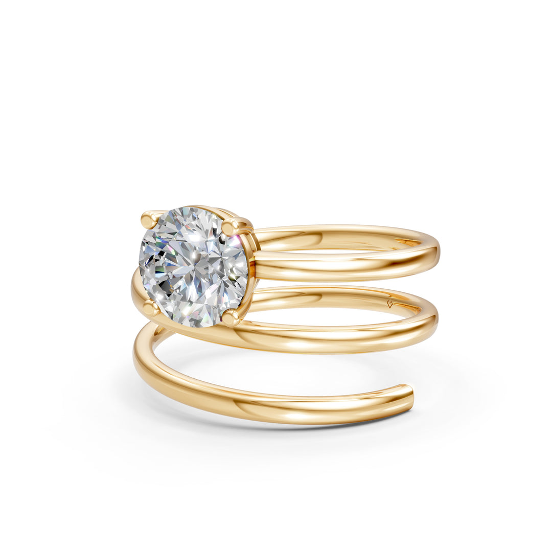 Atira Round Solitaire Diamond spiral Womens Ring