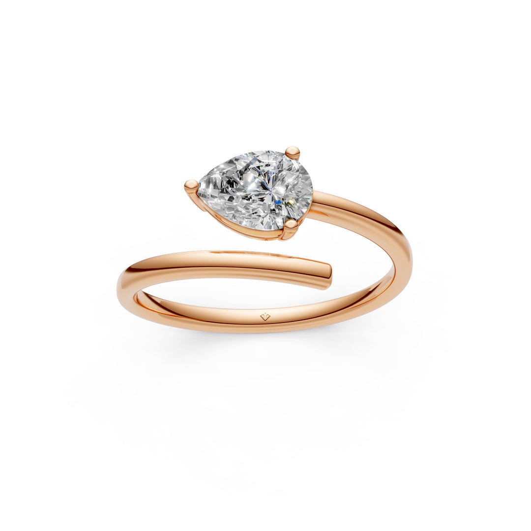 Avani Pear Solitaire Diamond Gap Womens Ring