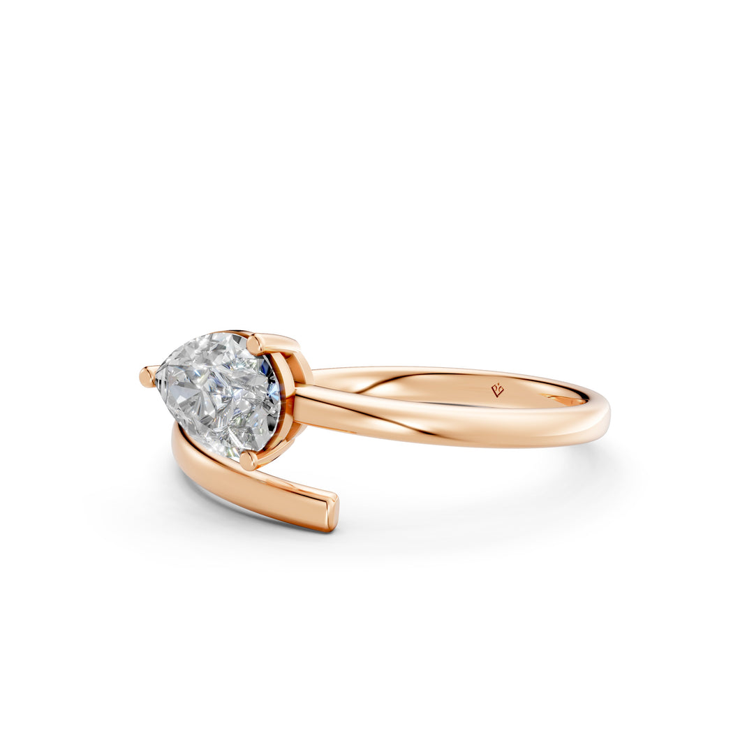 Avani Pear Solitaire Diamond Gap Womens Ring