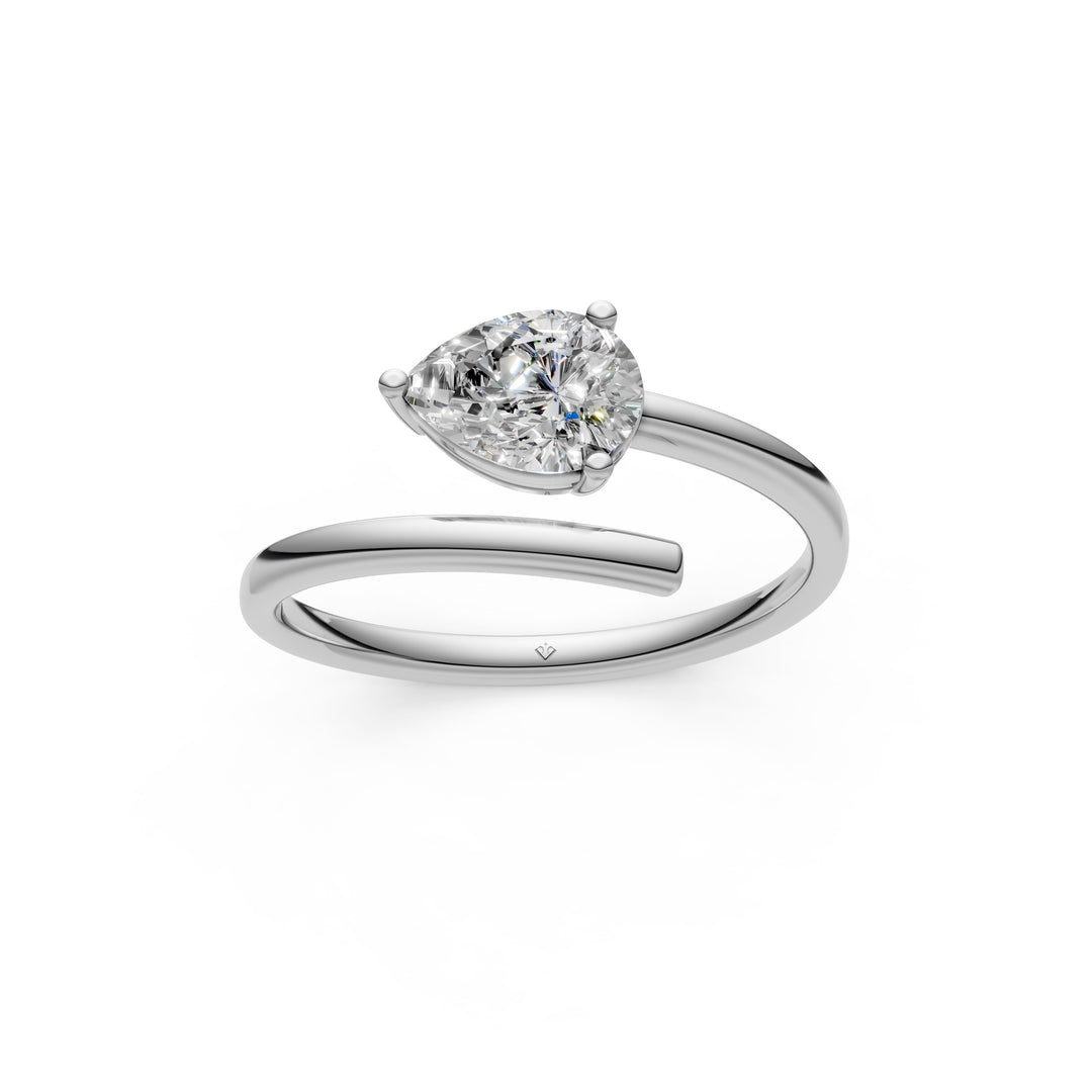 Avani Pear Solitaire Diamond Gap Womens Ring