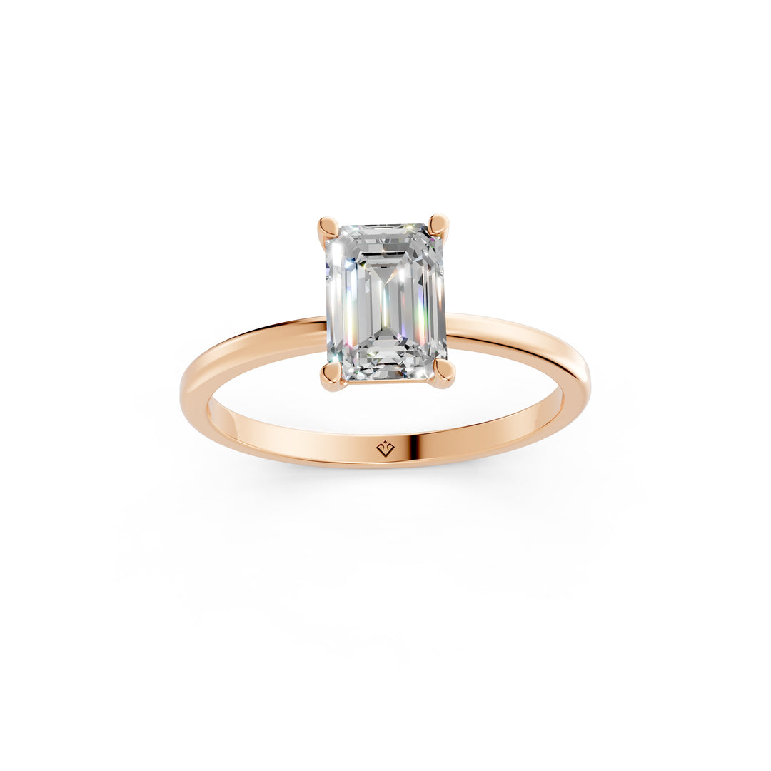 Faria Emerald Solitaire Diamond Womens Ring