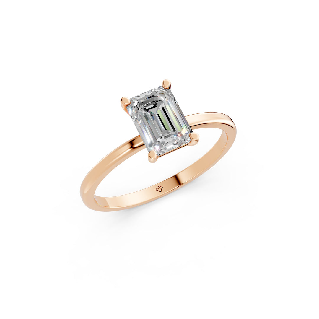 Faria Emerald Solitaire Diamond Womens Ring