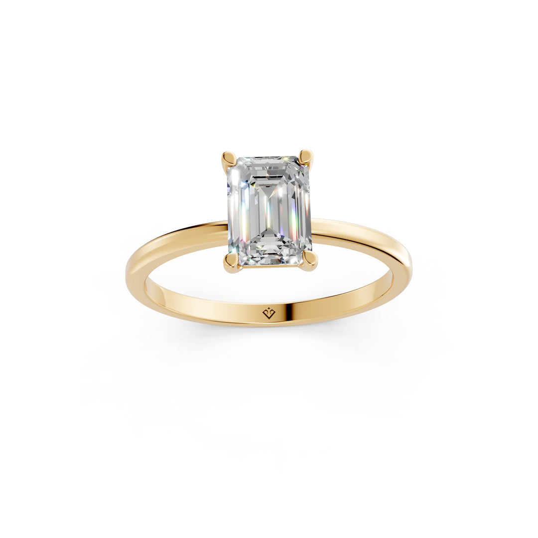 Faria Emerald Solitaire Diamond Womens Ring