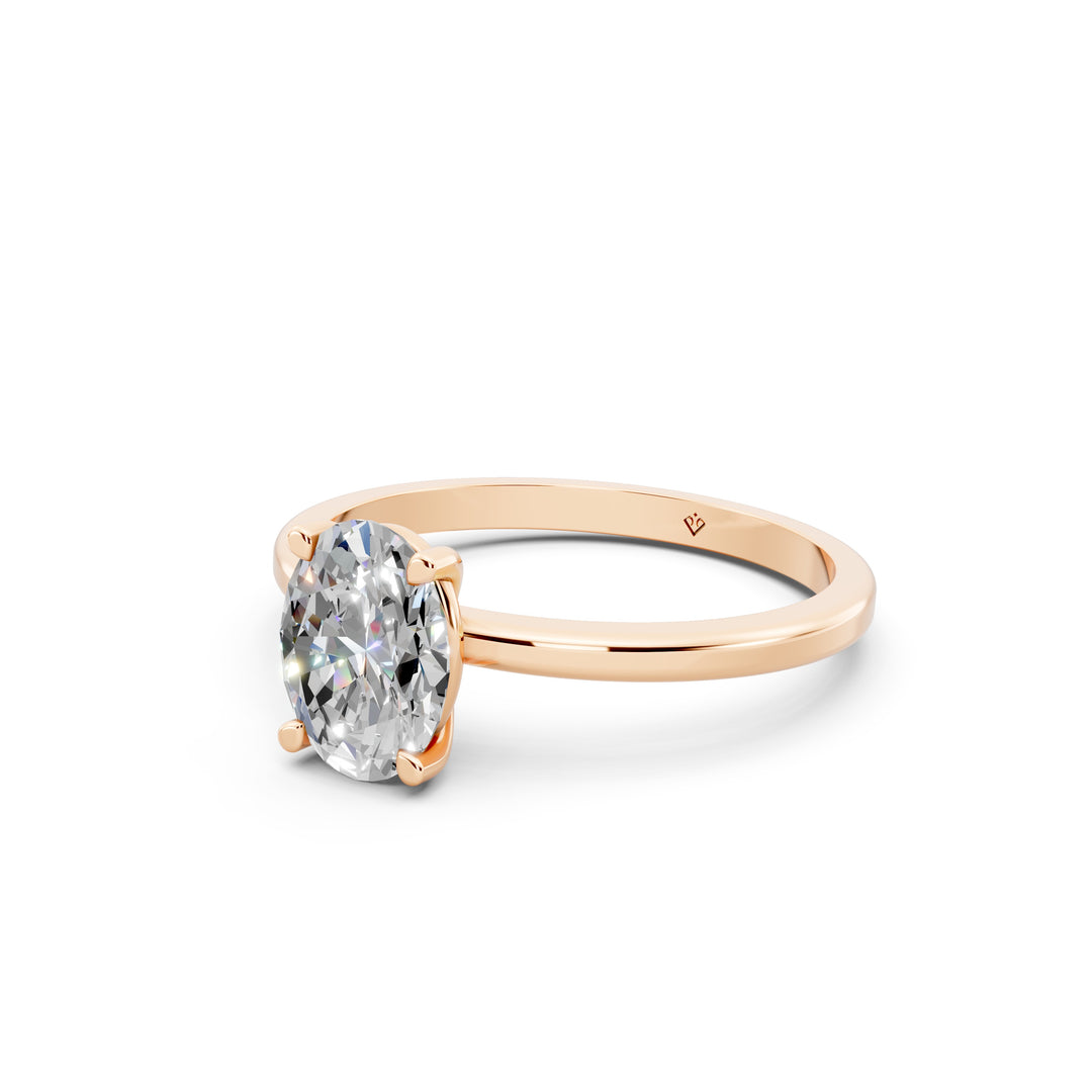 Faiza Oval Solitaire Diamond Womens Ring