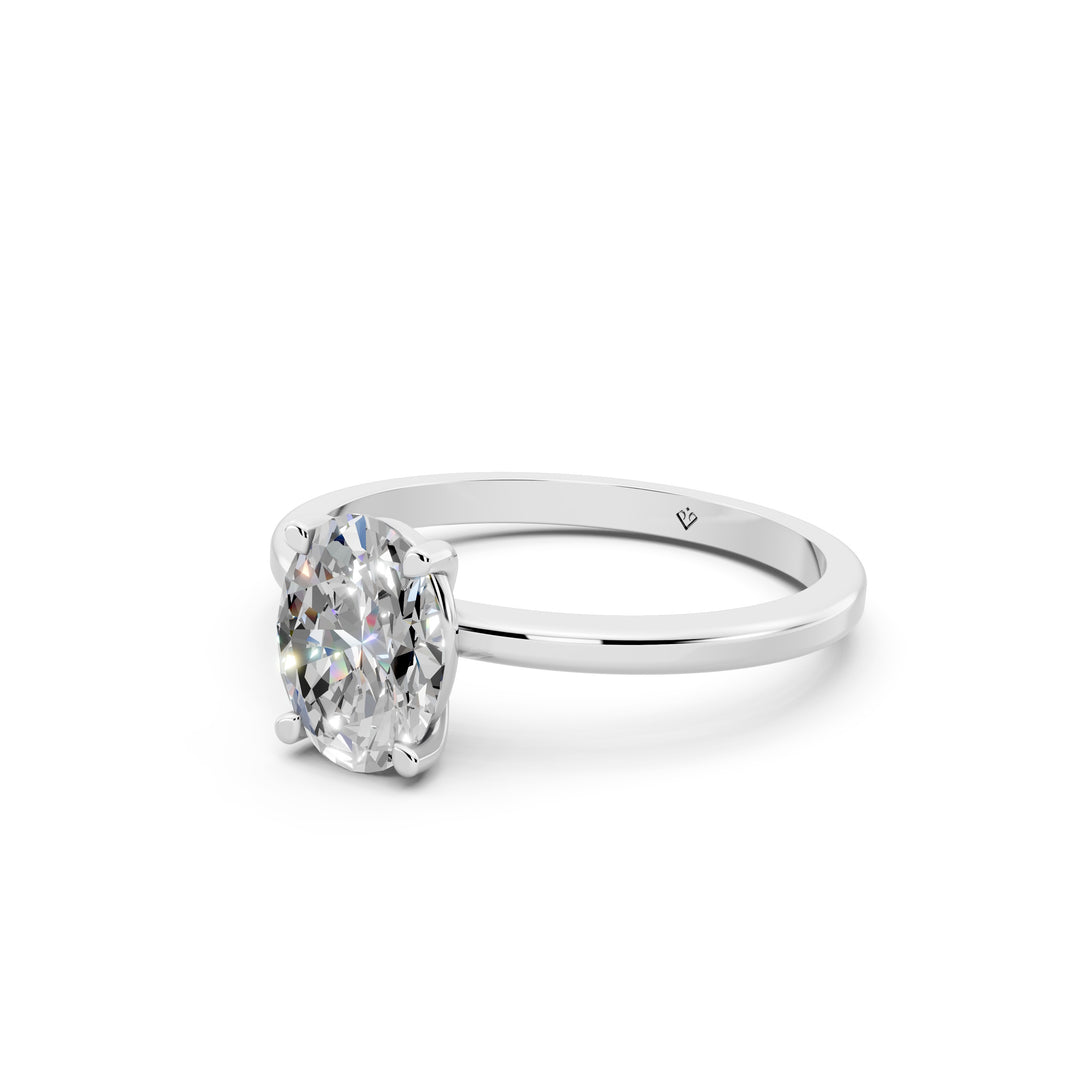 Faiza Oval Solitaire Diamond Womens Ring