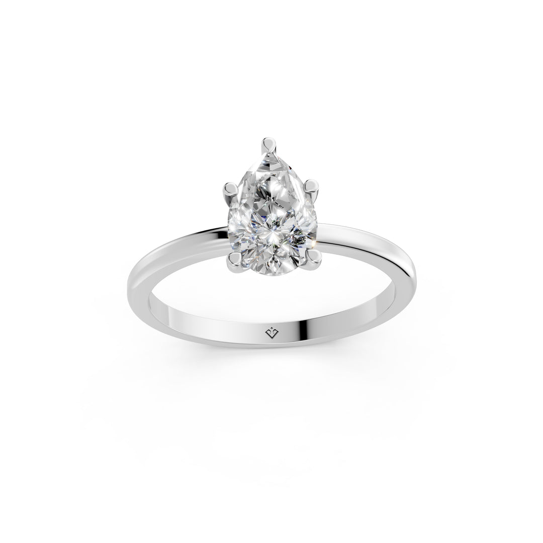 Evira Pear Solitaire Diamond Womens Ring