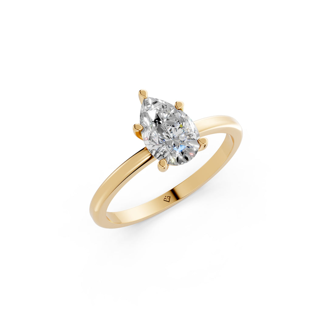 Evira Pear Solitaire Diamond Womens Ring