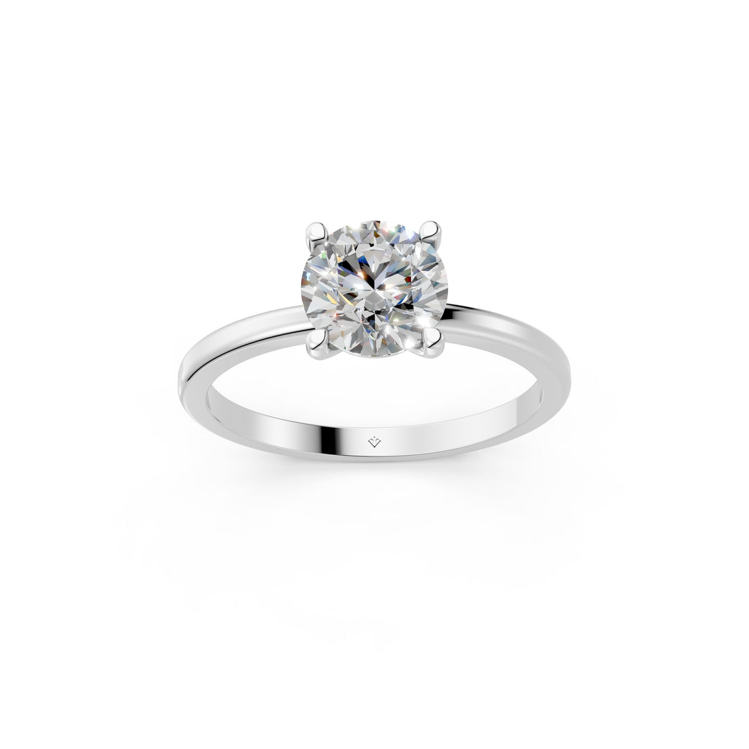Evara Round Solitaire Diamond Womens Ring