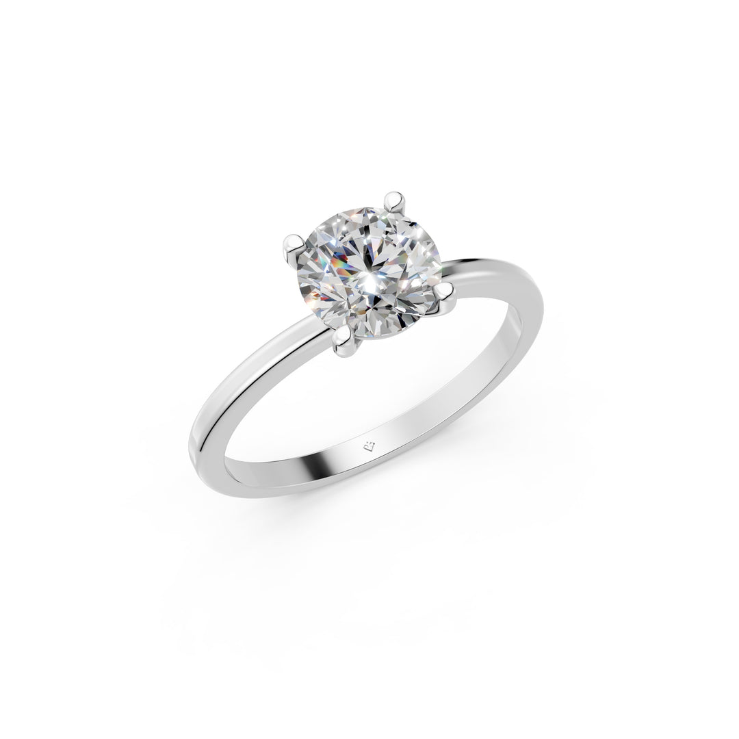 Evara Round Solitaire Diamond Womens Ring