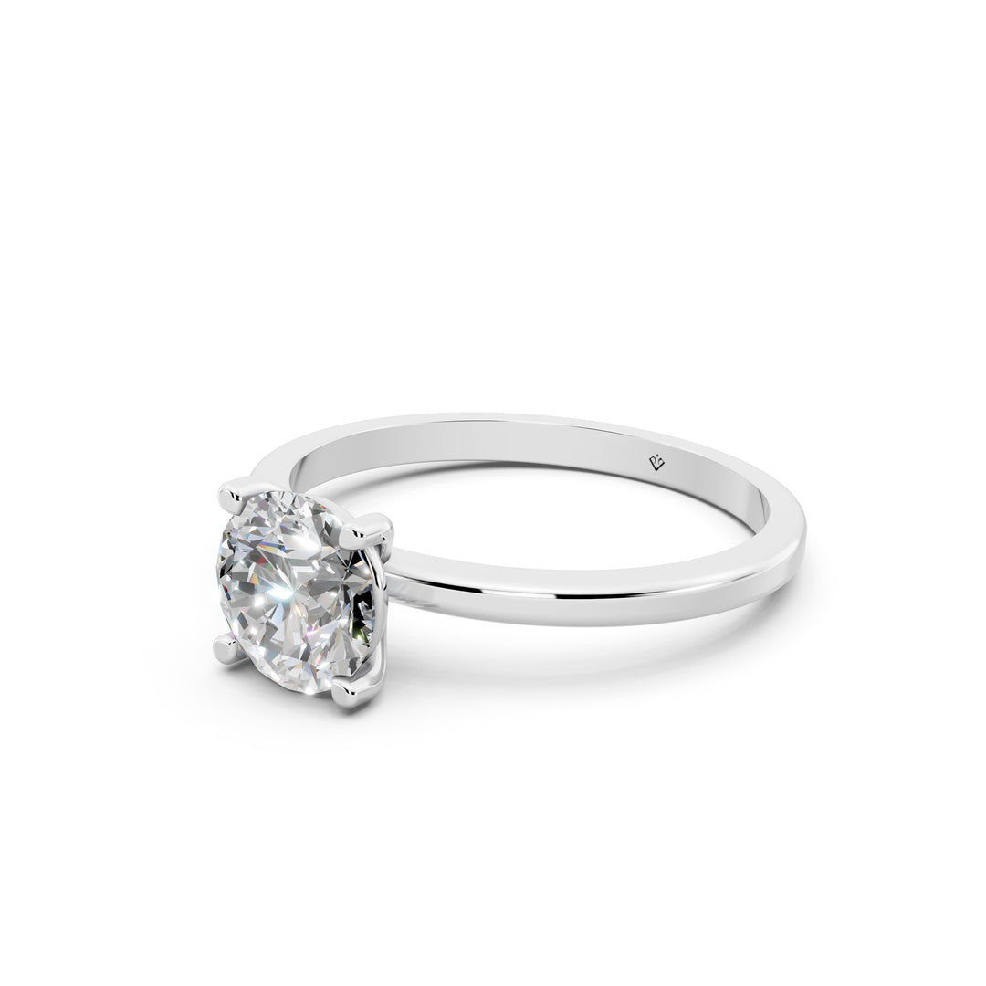Evara Round Solitaire Diamond Womens Ring
