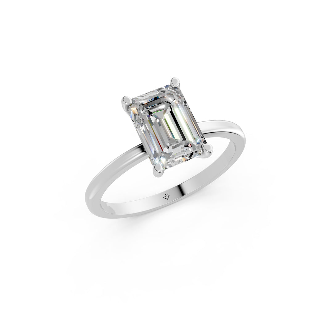Eshia Emerald Solitaire Diamond Womens Ring