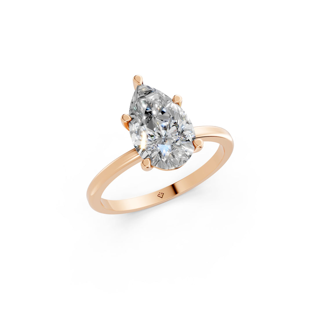 Erina Pear Solitaire Diamond Womens Ring