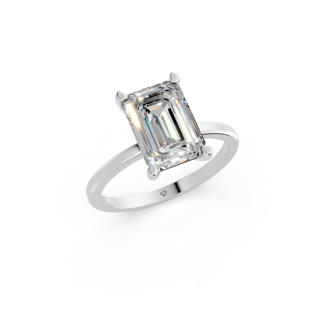 Enira Emerald Solitaire Diamond Womens Ring