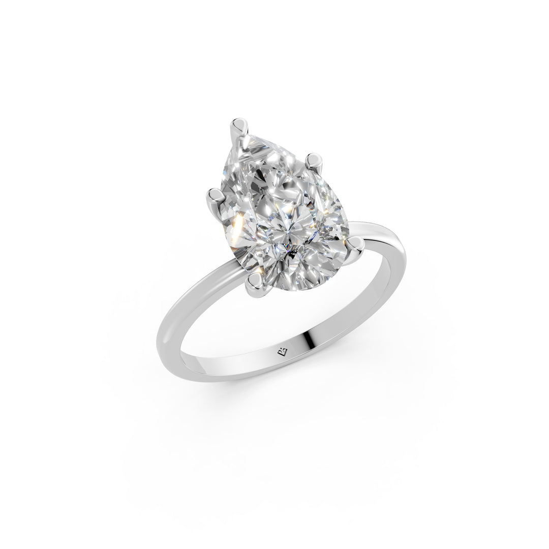 Emira Pear Solitaire Diamond Womens Ring