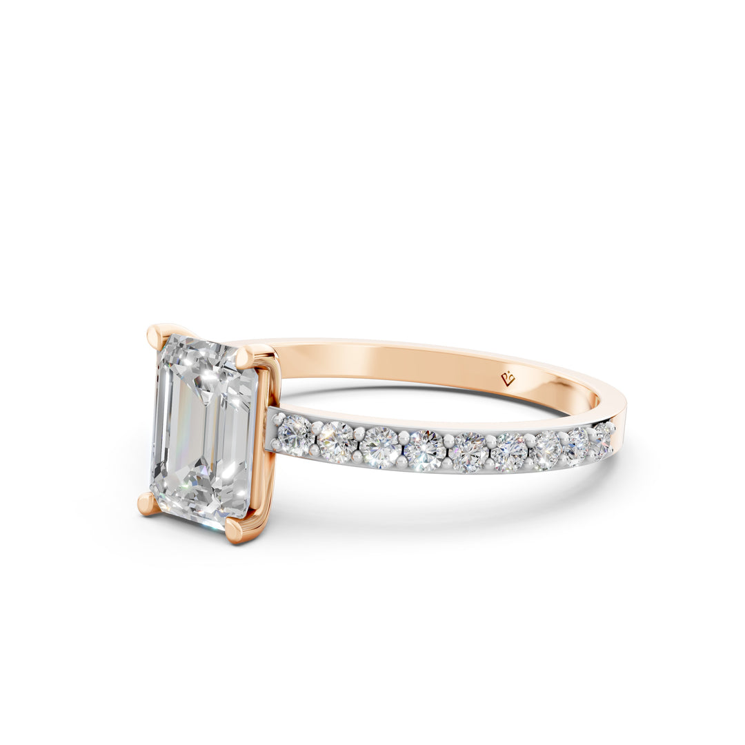 Elvia Emerald Solitaire Diamond Womens Ring
