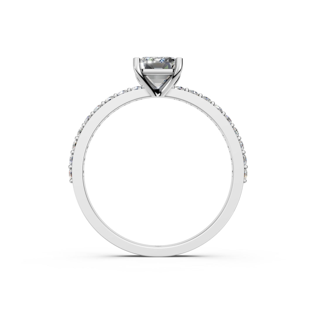 Elvia Emerald Solitaire Diamond Womens Ring