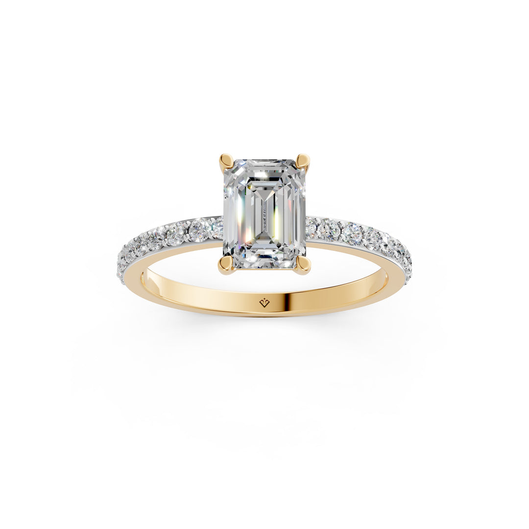 Elvia Emerald Solitaire Diamond Womens Ring