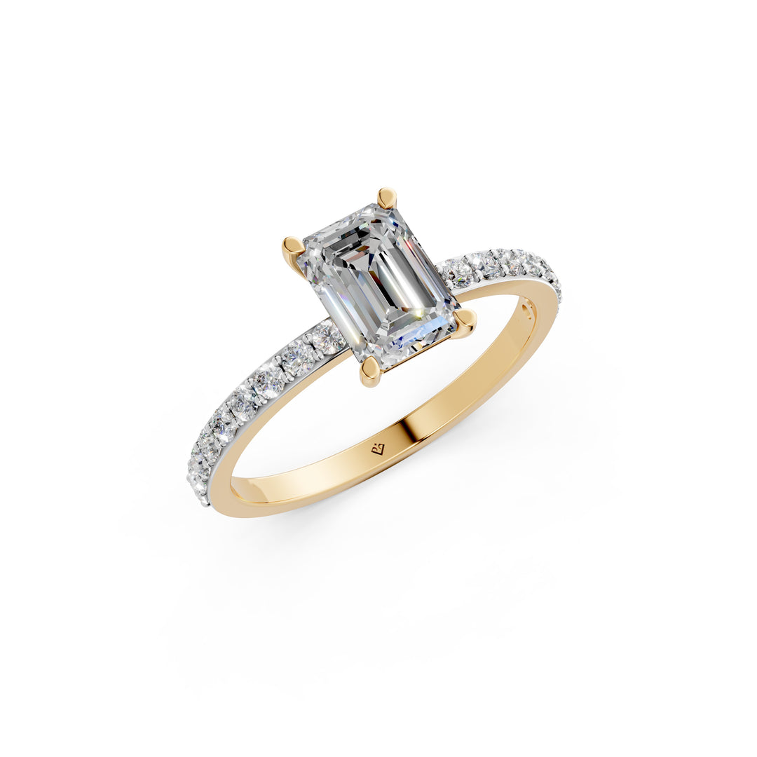 Elvia Emerald Solitaire Diamond Womens Ring